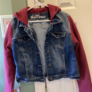 Jean Jacket with sweatshirt sleeves and hoodie